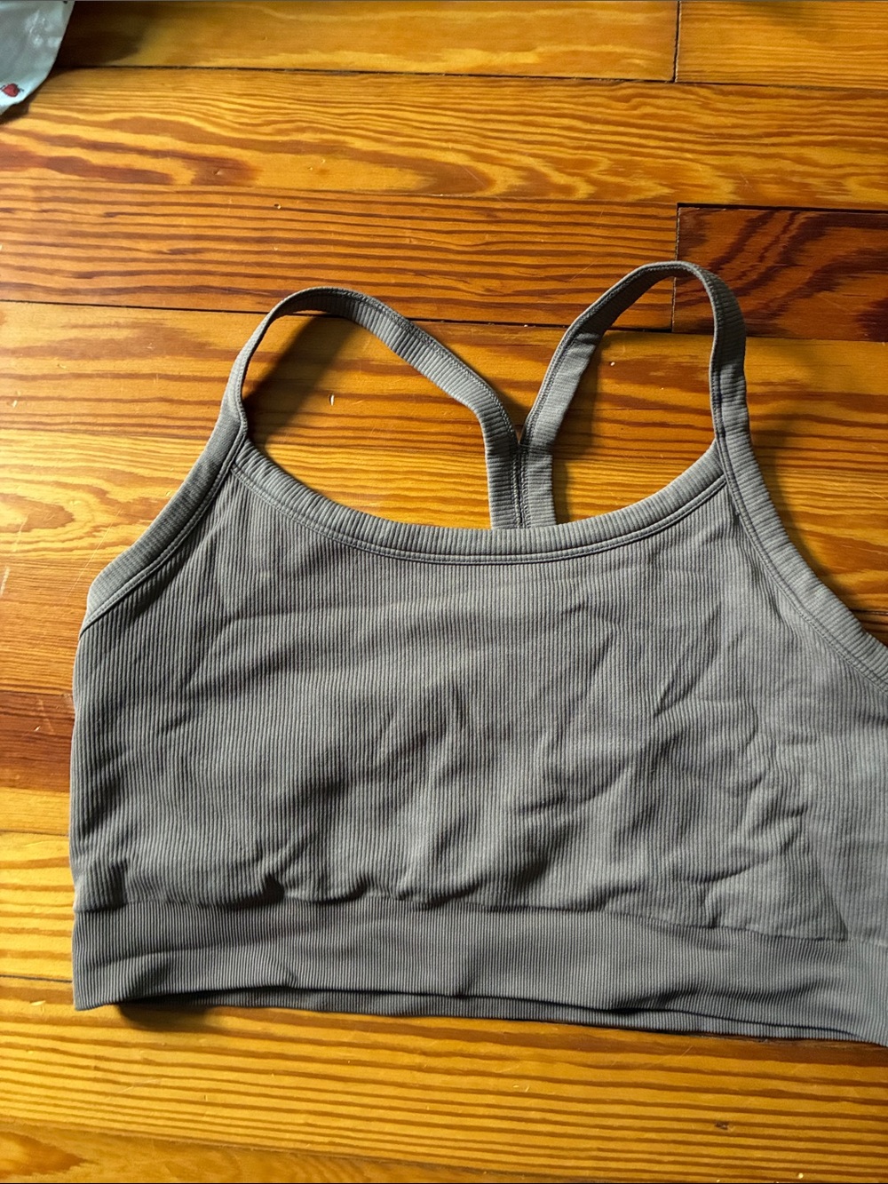 H&M Ribbed Racerback Bralette - Taupe Gray
